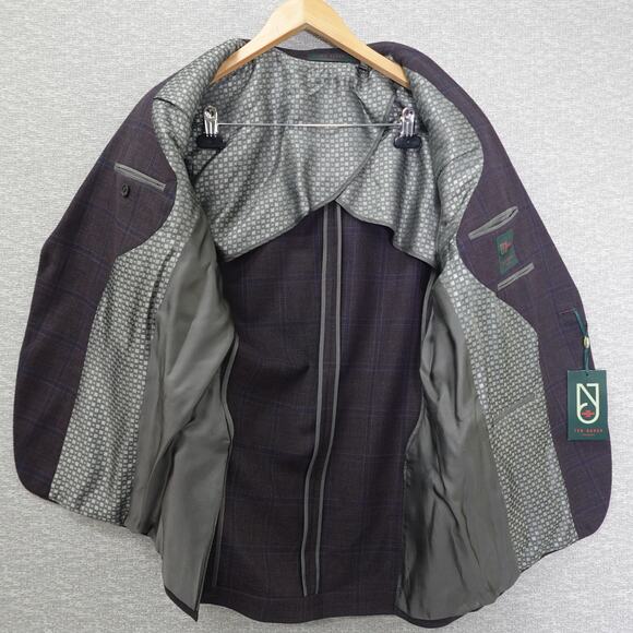 Ted Baker No Ordinary Joe London Purple Plaid Suit Jacket 40R - Picture 3 of 14